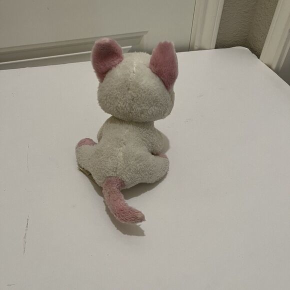 Aurora Marshmallow Cat Kitty Plush Pink Nose Ears Stuffed Animal Big Blue Eyes - Picture 6 of 9